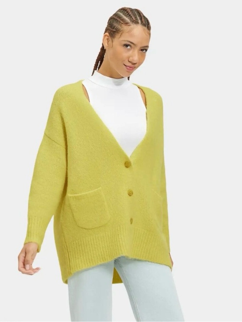 UGG Jaelyn Women's Bright Yellow Button Boyfriend Cardigan Sweater
